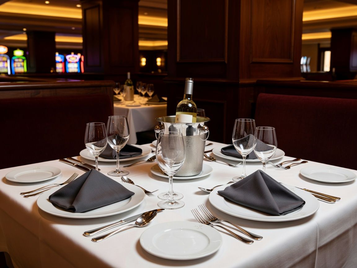 Meticulously set table at ATLAS steak + fish inside Casino Rama.