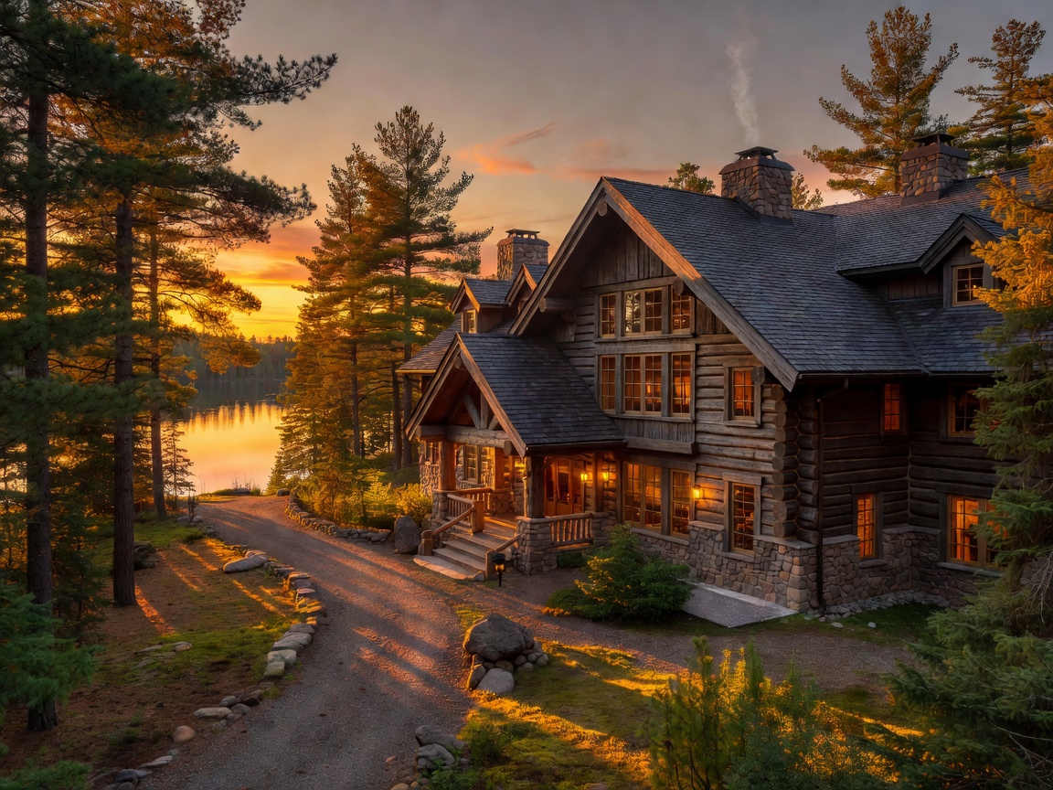 A representation of Casino Rama Resort's scenic northern Ontario lodge styling.